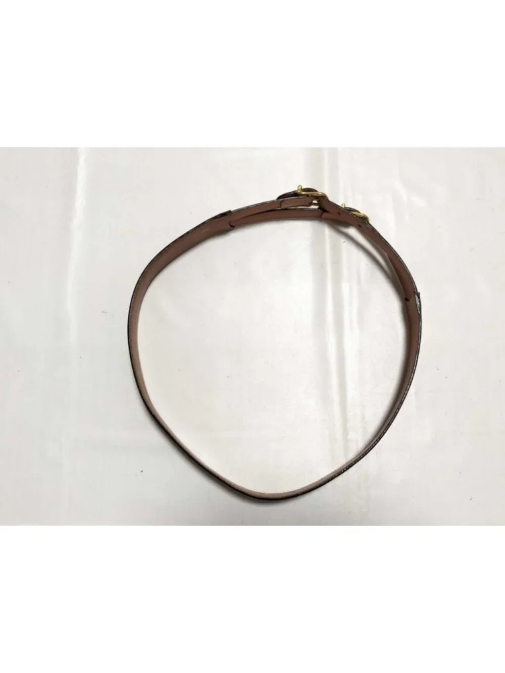 Celine Belt Double Buckle Brown Leather Gold